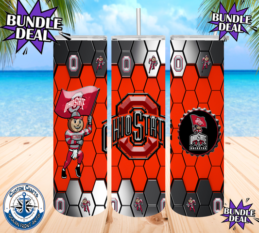 Ohio state 5 pack tumbler wrap designs for 20oz tumblers png file digital downloads