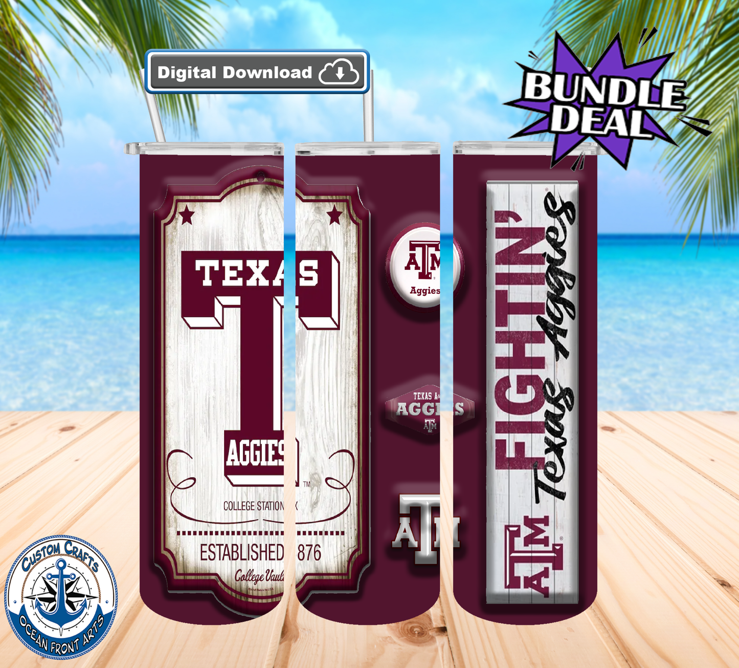 TEXAS A&M AGGIES PNG FILE FOR 20OZ TUMBLERS DIGITAL DOWNLOAD