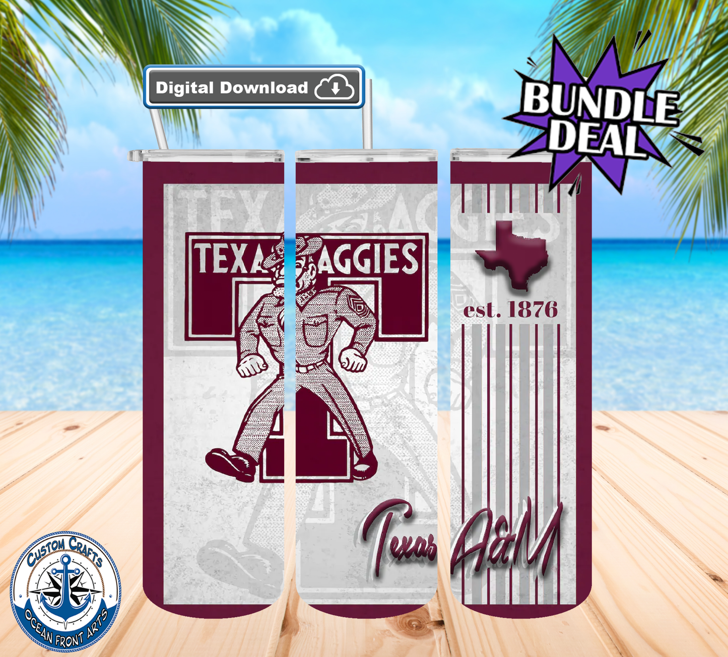 TEXAS A&M AGGIES PNG FILE FOR 20OZ TUMBLERS DIGITAL DOWNLOAD